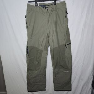 Columbia Men's Lined Convert Pants With Snap Cuff Green Beige Size Large